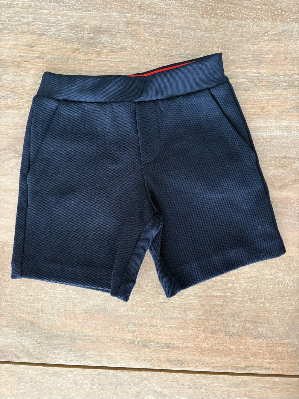 Jacadi Navy Blue Kids Shorts with Red Waistband Accent